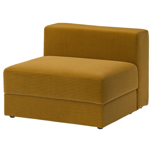 JÄTTEBO chair, mustard yellow corduroy, rounded shape, comfortable, textured cover.
