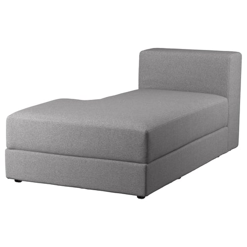 A JÄTTEBO grey, modern, right-arm facing sectional sofa with a felt-like, smooth texture and a two-toned effect.