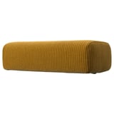 A JÄTTEBO cushion. Its mustard yellow, rectangular, with a deep, soft textured fabric. Made from recycled polyester.