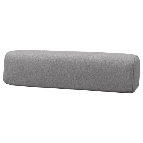 Displays a gray JÄTTEBO modular sofa headrest, rectangular-shaped, with a soft, upholstered design.