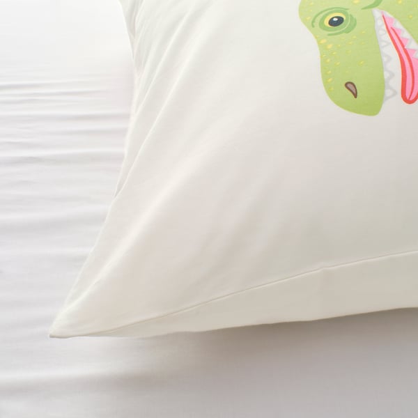 Soft dinosaur-themed duvet cover, white, high-quality fabric