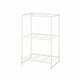 A white JOSTEIN storage shelf, three-tiered, made of steel, with a simple and durable design.