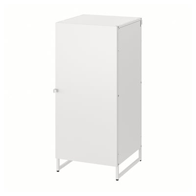 White JOSTEIN cabinet, metal, square, minimalist design, ideal for small spaces.