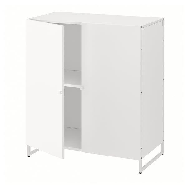 White JOSTEIN storage cabinet, rectangular shape with powder-coated steel.