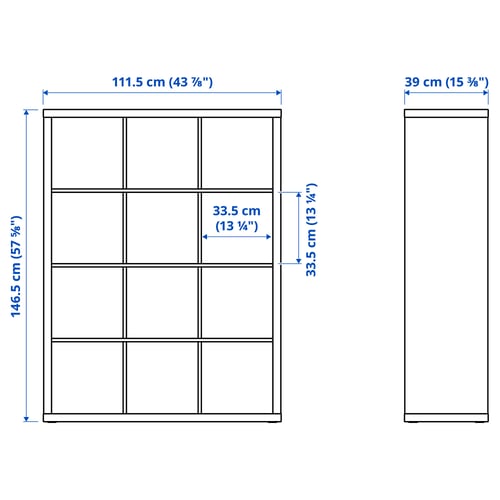 Illustration with measurements for the product: KALLAX.