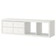 White KALLAX wall-mounted storage unit, rectangular shape with shelves and drawers.