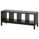 KALLAX black shelving unit with open squares, modern design.