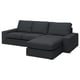 Modern charcoal KIVIK sectional sofa with chaise, sleek design, and plush cushions for comfort.