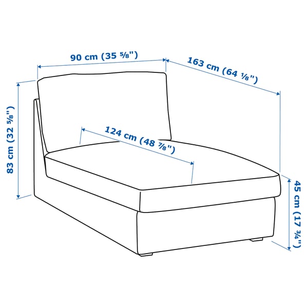 Illustration with measurements for the product: KIVIK.