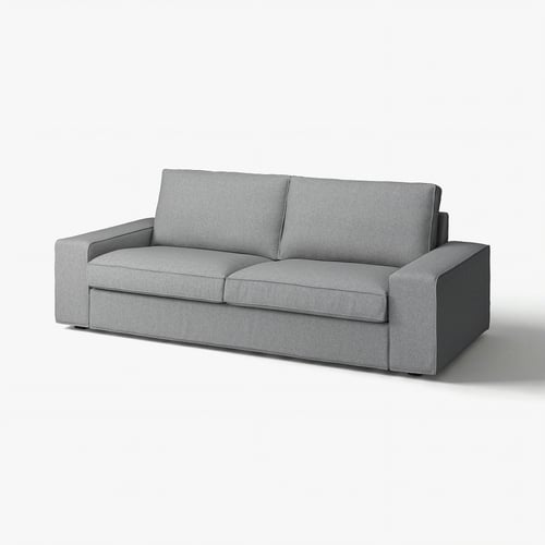 Grey KIVIK sofa, modern design, soft fabric, clean lines, herringbone pattern.