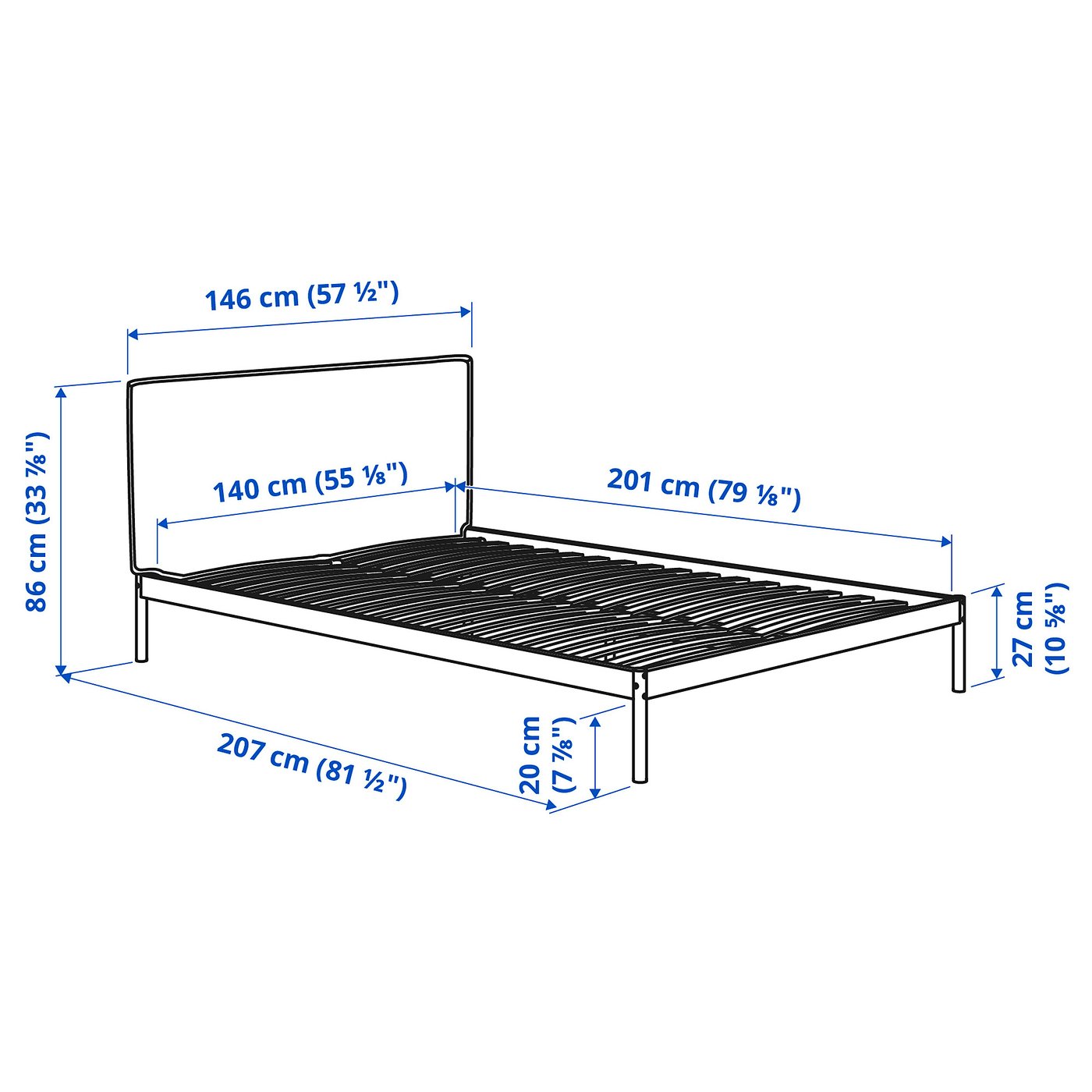 KLEPPSTAD bed frame, white/Vissle beige, 140x200 cm - IKEA Lithuania