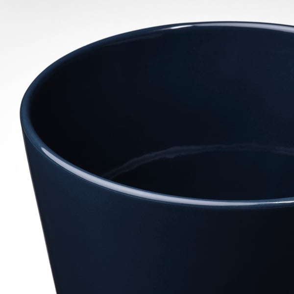 Dark blue, glossy, curved planter