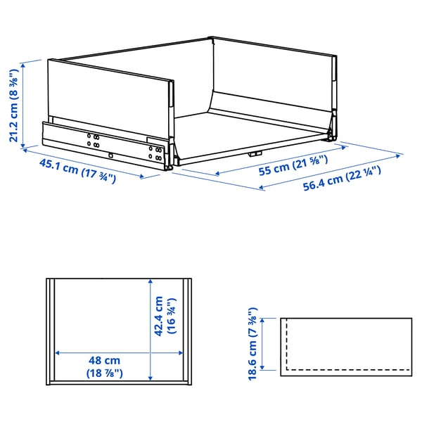 KNIVSHULT Drawer, high, dark grey, 60x45 cm