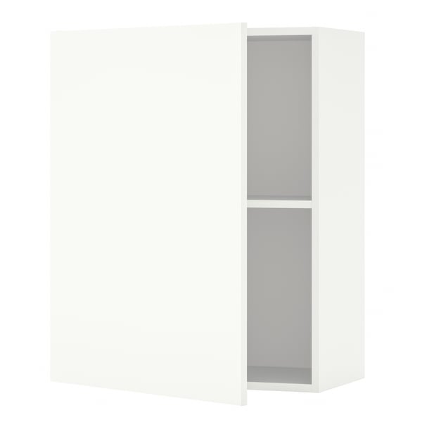 A white KNOXHULT wall cabinet with two shelves, ideal for kitchen storage.