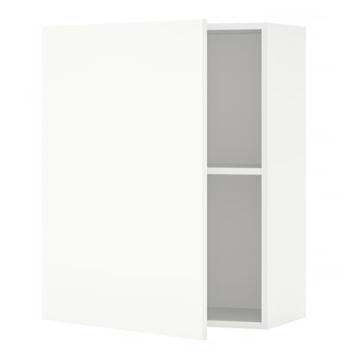 A white KNOXHULT wall cabinet with two shelves, ideal for kitchen storage.