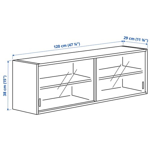 KNOXHULT Wall cabinet with sliding doors, oak effect, 120x29x37.5 cm