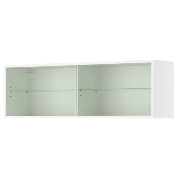 KNOXHULT white wall cabinet sleek, handle-free sliding glass doors. It offers practical storage solutions with adjustable glass shelves.