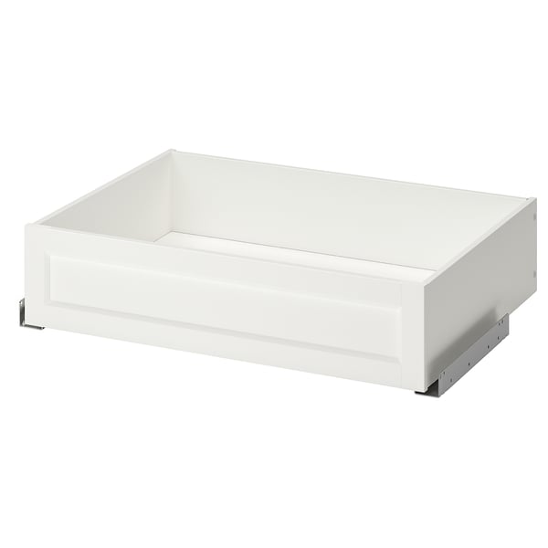 Rectangle white drawer with clean lines and no handles. Perfect for storage.