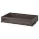 An empty, dark grey rectangular drawer with a glass bottom from the KOMPLEMENT series.
