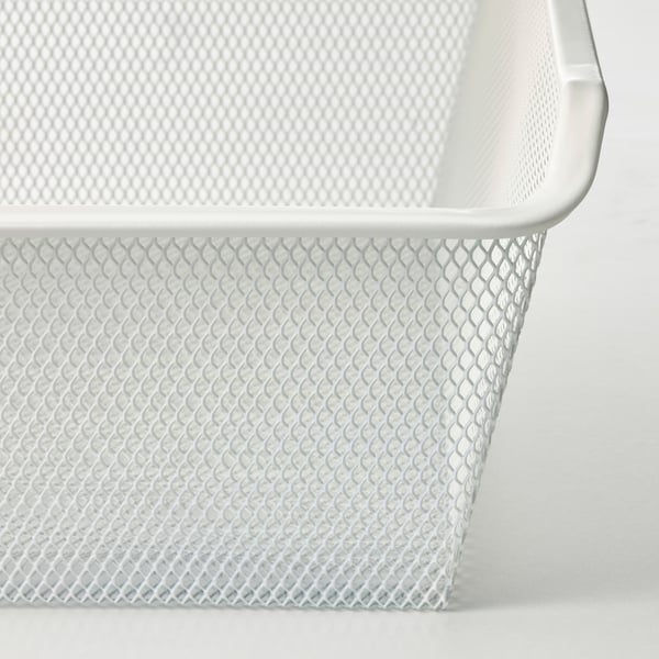 Mesh basket with diamond texture and rim.