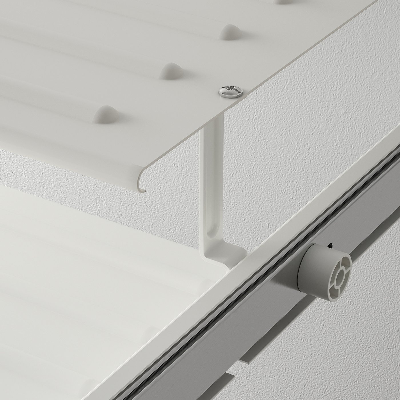 Close-up of sturdy metal shoe shelf with smooth gliding mechanism and screws, demonstrating robust build quality.