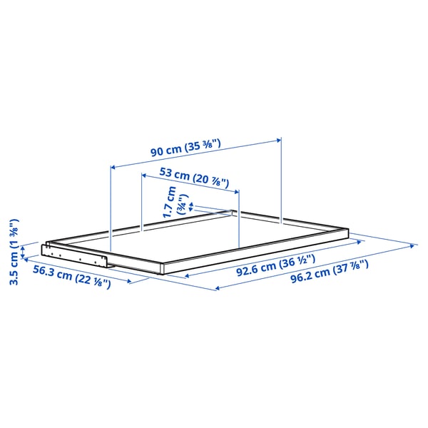Illustration with measurements for the product: KOMPLEMENT.