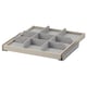 KOMPLEMENT pull-out drawer tray, beige, felt dividers, 3x3 grid, slides out.