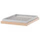 A light wood and grey drawer organiser for storage. It multiple compartments to keep items visible and accessible.