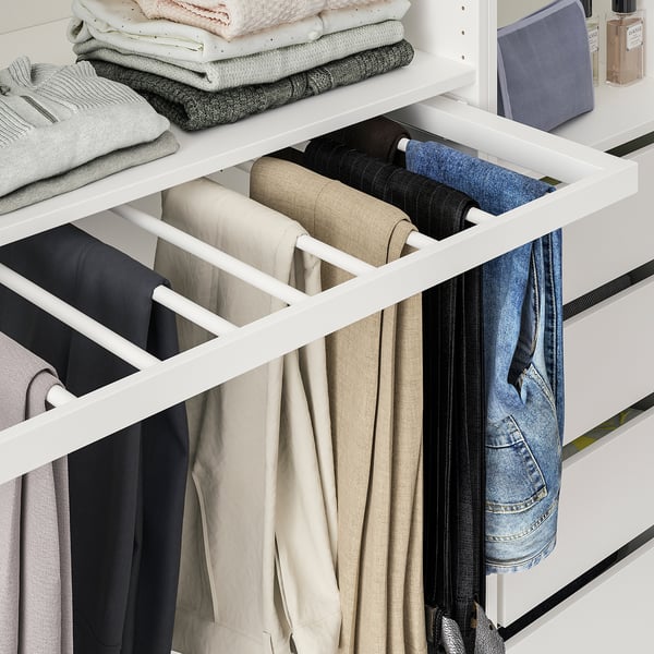 KOMPLEMENT Pull-out trouser hanger, white, 100x58 cm