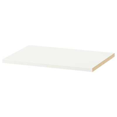 White KOMPLEMENT shelf, rectangular, flat, wooden particleboard.