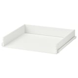 KONSTRUERA white drawer, acrylic paint fiberboard, particleboard plastic foil, rectangular shape, smart retractable design.