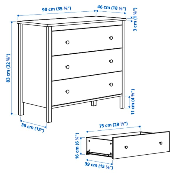 Illustration with measurements for the product: KOPPANG.