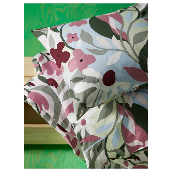KORSKOVALL Duvet cover and pillowcase, multicolour/floral pattern, 150x200/50x60 cm