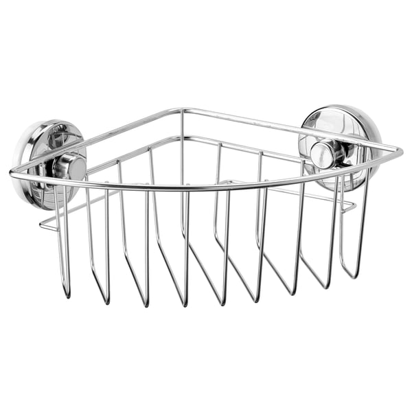 Stainless steel chrome shower basket with suction cups