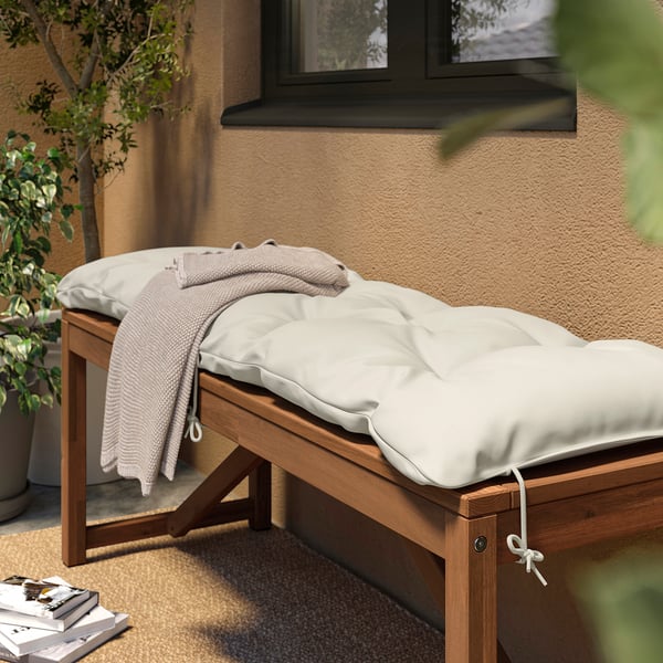 KUDDARNA Bench cushion, outdoor, light grey-beige, 120x40 cm