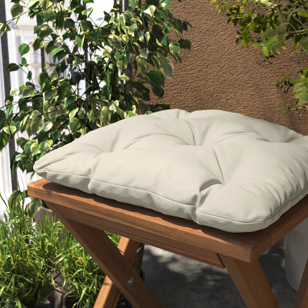 KUDDARNA Chair cushion, outdoor, light grey-beige, 36x32 cm