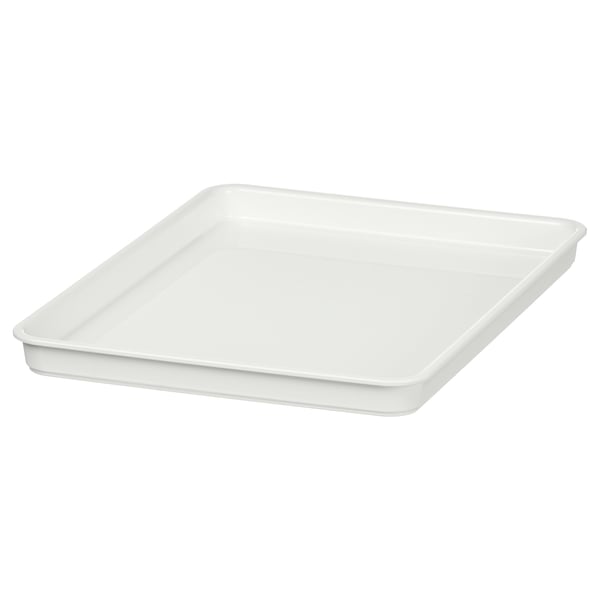 KUGGIS white plastic storage lid, rectangular shape with smooth design.