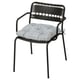 LÄCKÖ black wicker outdoor chair with grey cushion, recycled materials, desk chair design.