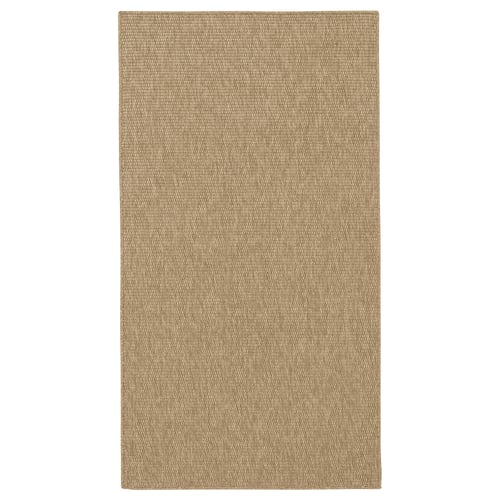 LÄTTBETONG, beige-brown rectangular rug, flatwoven, indoor/outdoor, soft texture.