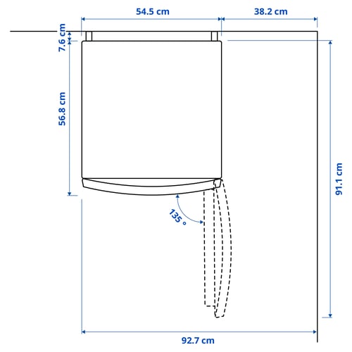 Illustration with measurements for the product: LAGAN.
