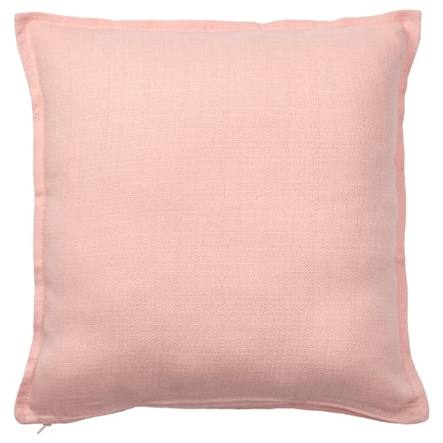 LAGERPOPPEL, light pink square cushion with zip, simple design, textured fabric.