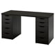 A black LAGKAPTEN desk with two storage units, each having multiple drawers.