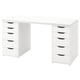 White LAGKAPTEN desk with two 5-drawer units, minimalist rectangle design.