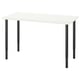 LAGKAPTEN: modern desk, white top, black adjustable legs, simple design, light-weight.