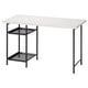 LAGKAPTEN desk, white top, black metal legs, storage net.