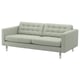 A greenish-gray LANDSKRONA sofa with a tufted back and seat, supported by metallic legs.