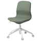 LÅNGFJÄLL green fabric office chair, white base, adjustable height, casters.