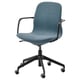 LÅNGFJÄLL office chair, blue. Adjustable height, lumbar support, and armrests. Aluminum base with casters.