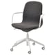 LÅNGFJÄLL office chair, grey fabric, white frame, height-adjustable, armrests, casters.