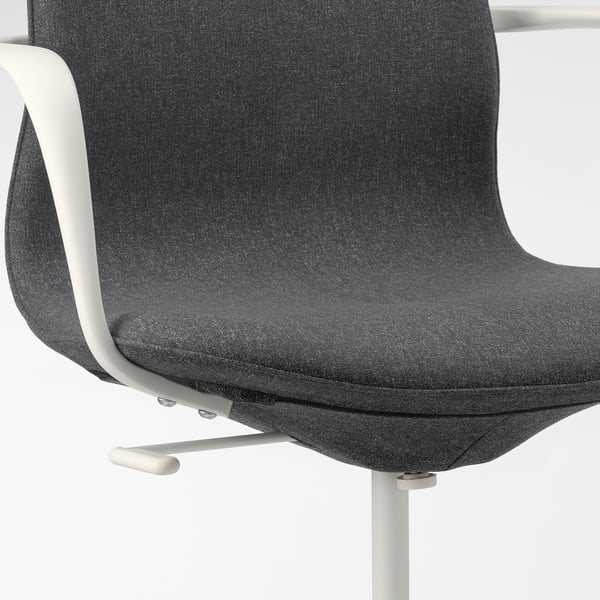 Modern office chair with adjustable seat and lumbar support, seen from side.